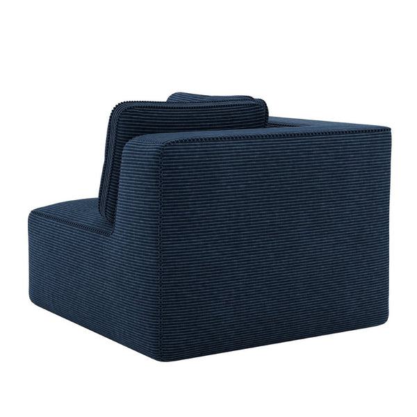 English Elm Ottoman Modular Corduroy Accent Piece with Curved Armrests for Living Room Seating Blue W714P417400