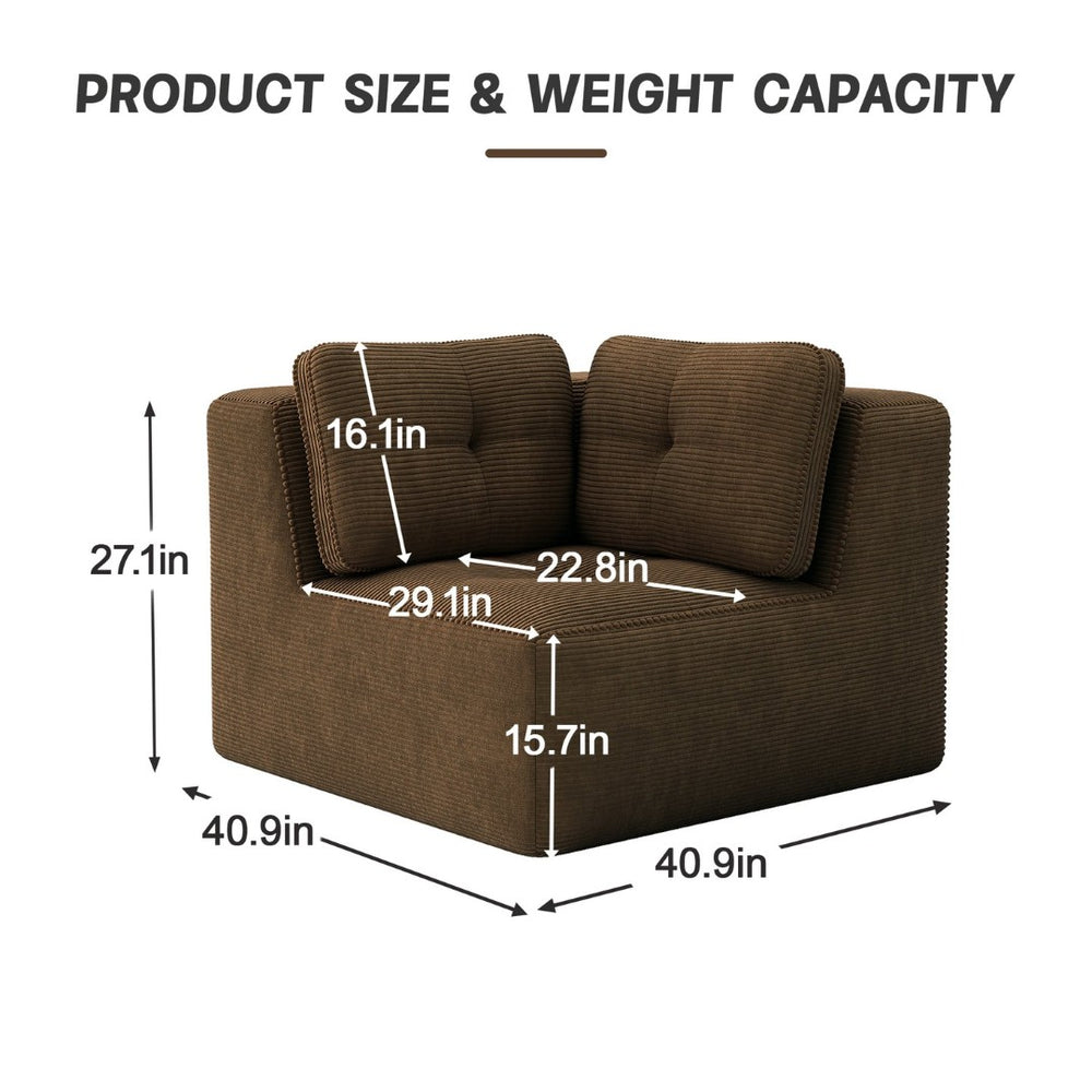 English Elm Corner Modular Sectional Sofa Soft Corduroy Upholstery Deep Seating Lounge W714P417401