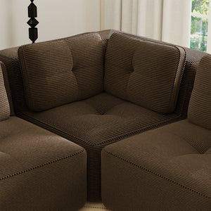 English Elm Corner Modular Sectional Sofa Soft Corduroy Upholstery Deep Seating Lounge W714P417401