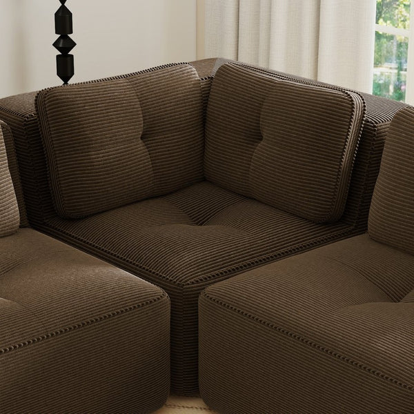 English Elm Corner Modular Sectional Sofa Soft Corduroy Upholstery Deep Seating Lounge W714P417401
