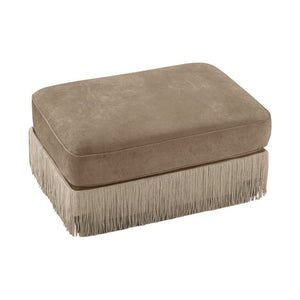 English Elm Ottoman Tufted Velvet Footrest with Tassel Skirt for French Chesterfield Living Rooms Camel Velvet W714P450820