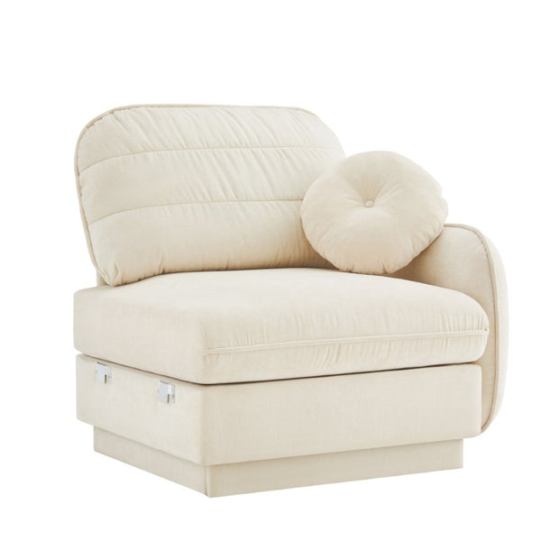 English Elm Celena Modular RSF Sectional Plush Chenille Cloud Sofa for Modern Living Rooms Cream Beige W714P453149