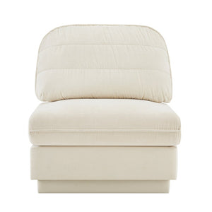 English Elm Celena Modular Armless Sofa Quilted Chenille Upholstery for Contemporary Living Rooms Cream Beige W714P453150