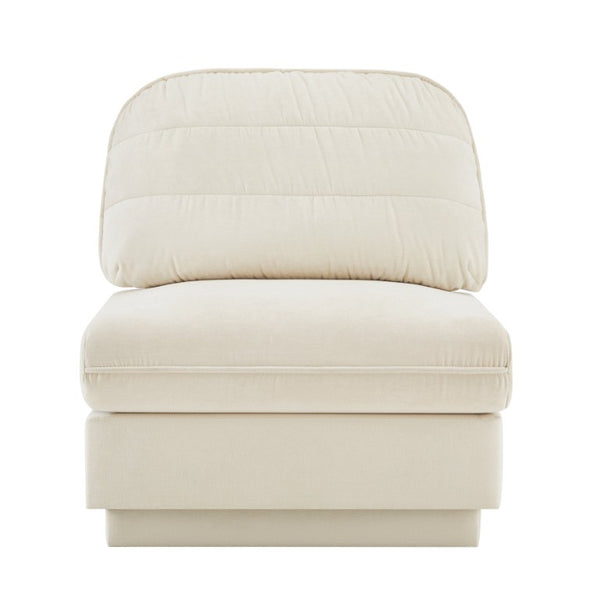 English Elm Celena Modular Armless Sofa Quilted Chenille Upholstery for Contemporary Living Rooms Cream Beige W714P453150