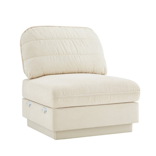 English Elm Celena Modular Armless Sofa Quilted Chenille Upholstery for Contemporary Living Rooms Cream Beige W714P453150