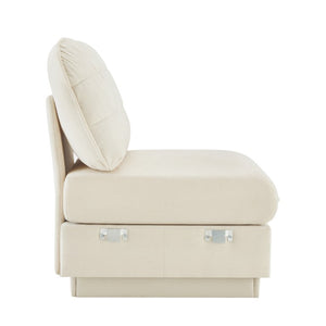 English Elm Celena Modular Armless Sofa Quilted Chenille Upholstery for Contemporary Living Rooms Cream Beige W714P453150
