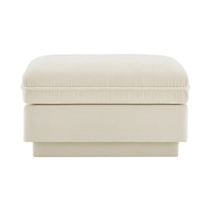 English Elm Ottoman Tufted Velvet Footrest with Tassel Skirt for French Chesterfield Living Rooms Cream Beige Chenille W714P453155