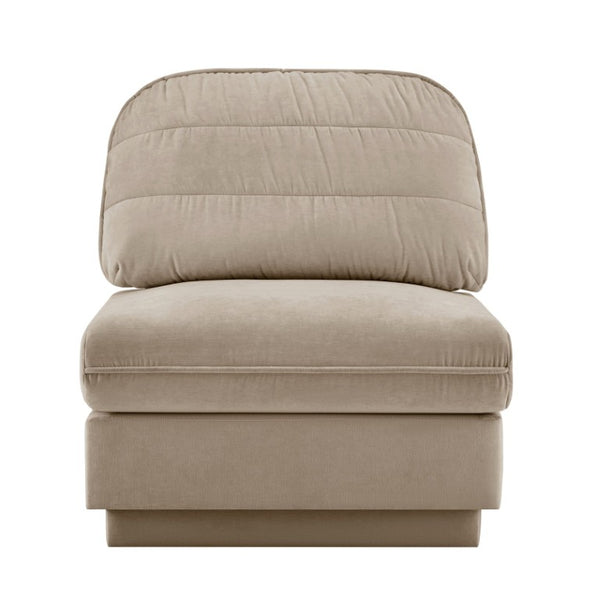 English Elm Celena Modular Armless Sofa Quilted Chenille Upholstery for Contemporary Living Rooms Light Coffee W714P453166