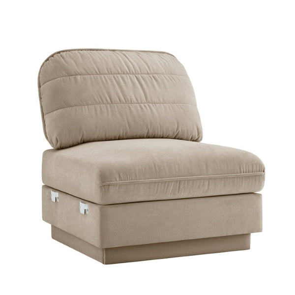 English Elm Celena Modular Armless Sofa Quilted Chenille Upholstery for Contemporary Living Rooms Light Coffee W714P453166