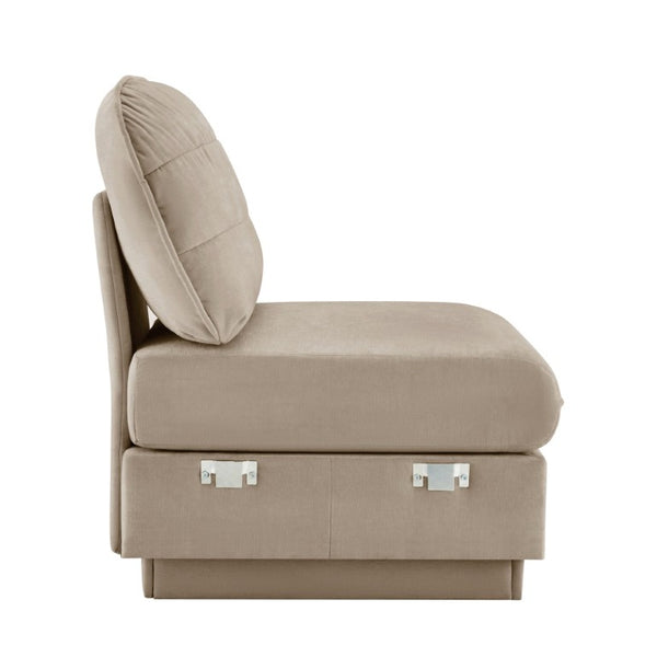 English Elm Celena Modular Armless Sofa Quilted Chenille Upholstery for Contemporary Living Rooms Light Coffee W714P453166