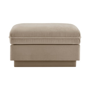 English Elm Ottoman Tufted Velvet Footrest with Tassel Skirt for French Chesterfield Living Rooms Light Coffee Chenille W714P453167