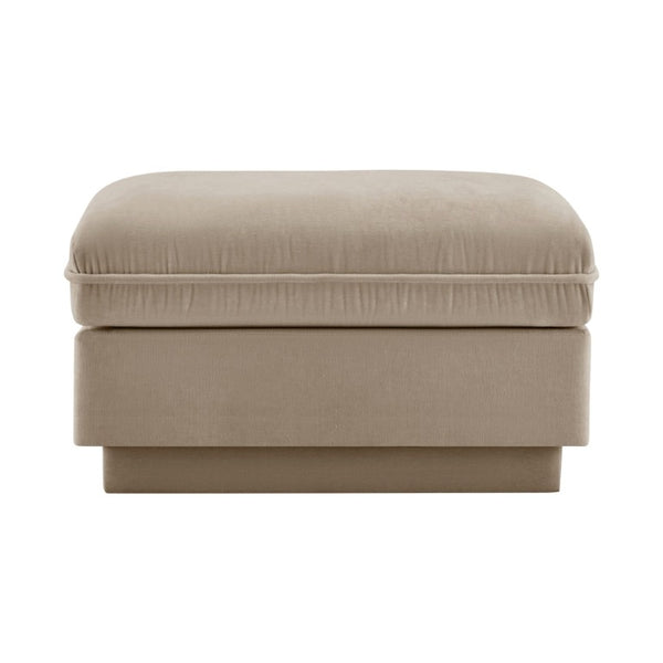 English Elm Ottoman Tufted Velvet Footrest with Tassel Skirt for French Chesterfield Living Rooms Light Coffee Chenille W714P453167