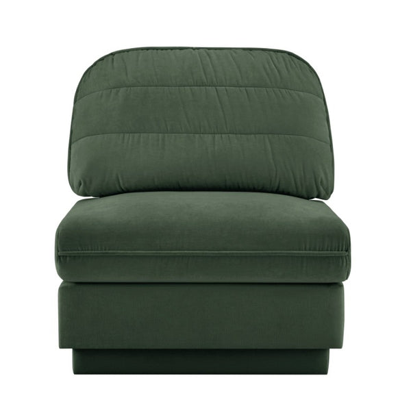 English Elm Celena Modular Armless Sofa Quilted Chenille Upholstery for Contemporary Living Rooms Green W714P453172