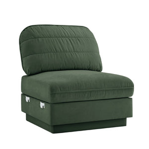 English Elm Celena Modular Armless Sofa Quilted Chenille Upholstery for Contemporary Living Rooms Green W714P453172