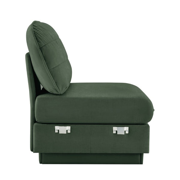 English Elm Celena Modular Armless Sofa Quilted Chenille Upholstery for Contemporary Living Rooms Green W714P453172
