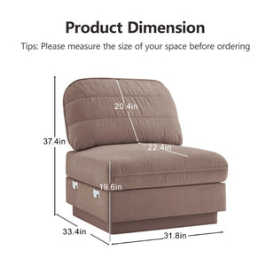 English Elm Celena Armless Modular Sofa Plush Chenille Upholstery with Quilted Back for Living Rooms W714P453182