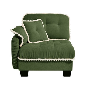 English Elm Sandra Chenille Sectional Sofa with Pom-Pom Trim and Convertible Ottoman for Living Rooms Green LSF W714P477933