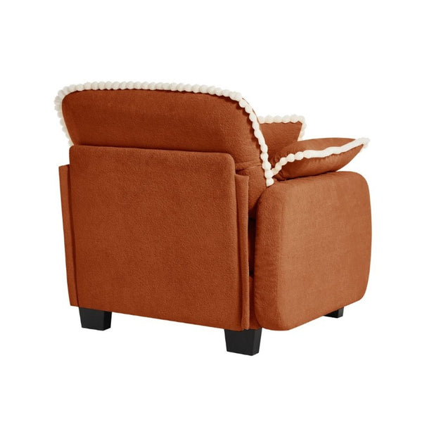 English Elm Sandra Chenille Sectional Sofa with Pom-Pom Trim and Convertible Ottoman for Living Rooms Orange LSF W714P477993