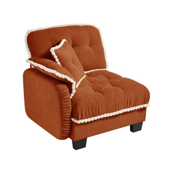 English Elm Sandra Chenille Sectional Sofa with Pom-Pom Trim and Convertible Ottoman for Living Rooms Orange LSF W714P477993