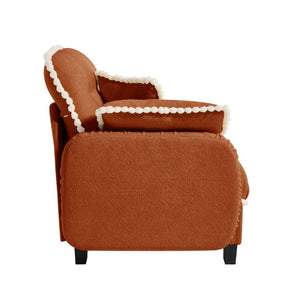 English Elm Sandra Chenille Sectional Sofa with Pom-Pom Trim and Convertible Ottoman for Living Rooms Orange LSF W714P477993