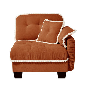 English Elm Sandra Chenille Sectional Sofa with Pom-Pom Trim and Convertible Ottoman for Living Rooms Orange RSF W714P477997