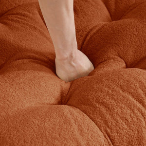 English Elm Ottoman Chenille Sectional Module with Tufted Seat Pom Trim and Modular Lounge Design Orange W714P478014