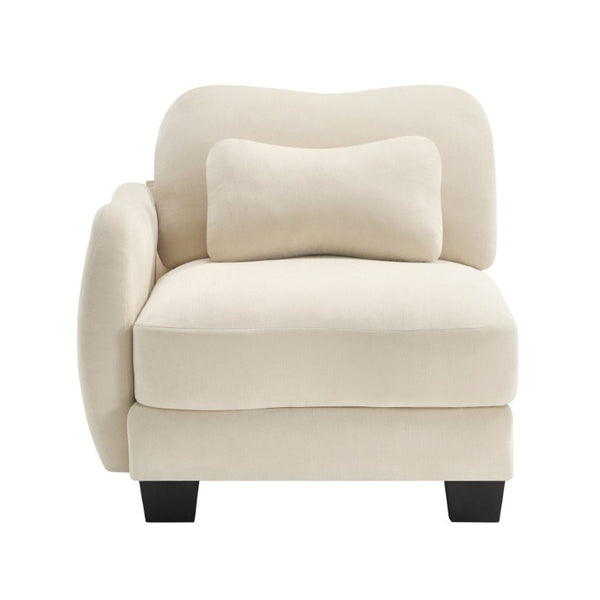 English Elm Lsf Curved Chenille Sofa with Lumbar Pillows for a Cozy Modern Living Room Beige LSF Sofa W714P499651