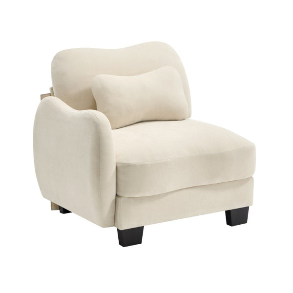 English Elm Lsf Curved Chenille Sofa with Lumbar Pillows for a Cozy Modern Living Room Beige LSF Sofa W714P499651