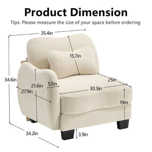 English Elm Lsf Curved Chenille Sofa with Lumbar Pillows for a Cozy Modern Living Room Beige LSF Sofa W714P499651