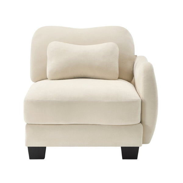 English Elm Rsf Sectional Sofa Plush Chenille Upholstered with Lumbar Pillows for Living Room Beige W714P499653