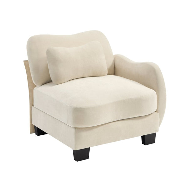 English Elm Rsf Sectional Sofa Plush Chenille Upholstered with Lumbar Pillows for Living Room Beige W714P499653