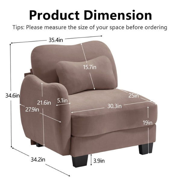 English Elm Lsf Curved Chenille Sofa with Lumbar Pillows for a Cozy Modern Living Room Rose Dust LSF Sofa W714P499664
