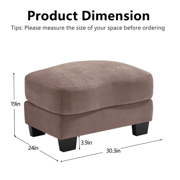 English Elm Ottoman Chenille Upholstered Footrest with Lumbar Pillow for Living Room Seating Rose Dust W714P499756