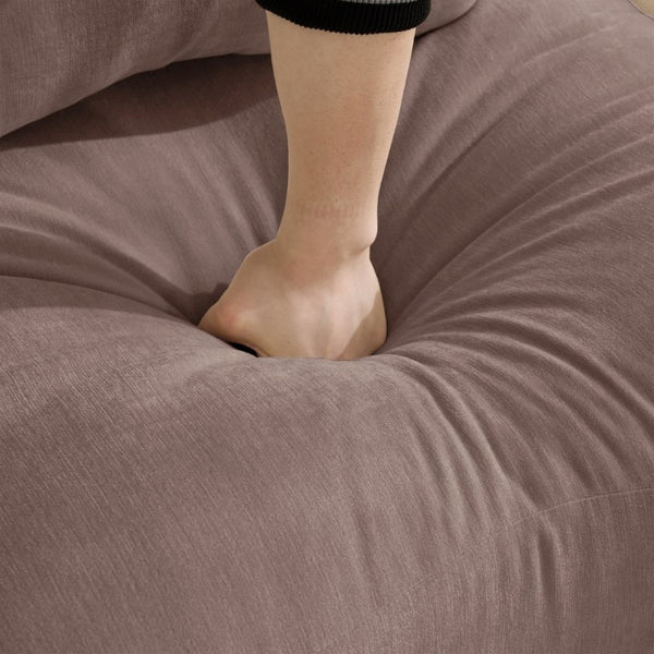 English Elm Ottoman Chenille Upholstered Footrest with Lumbar Pillow for Living Room Seating Rose Dust W714P499756