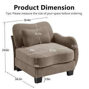 English Elm Rsf Sectional Sofa Plush Chenille Upholstered with Lumbar Pillows for Living Room Coffee W714P499770