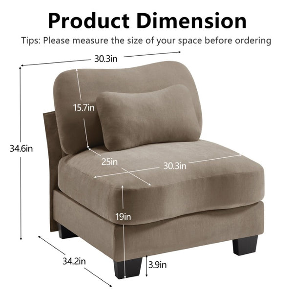 English Elm Lsf Curved Chenille Sofa with Lumbar Pillows for a Cozy Modern Living Room Coffee Armless Sofa W714P499776