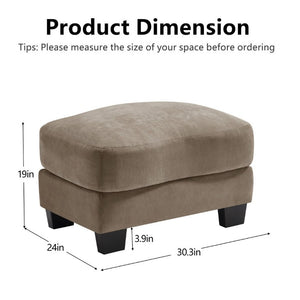 English Elm Ottoman Chenille Upholstered Footrest with Lumbar Pillow for Living Room Seating Coffee W714P499779