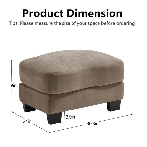 English Elm Ottoman Chenille Upholstered Footrest with Lumbar Pillow for Living Room Seating Coffee W714P499779