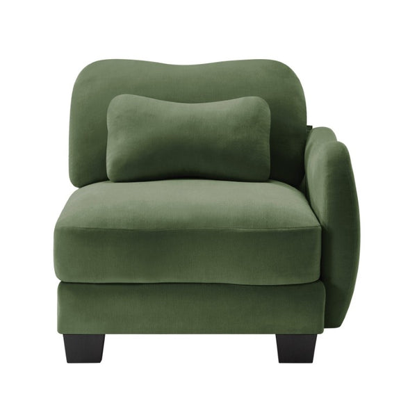 English Elm Rsf Sectional Sofa Plush Chenille Upholstered with Lumbar Pillows for Living Room Green W714P499780