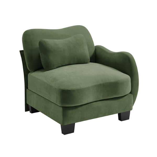 English Elm Rsf Sectional Sofa Plush Chenille Upholstered with Lumbar Pillows for Living Room Green W714P499780