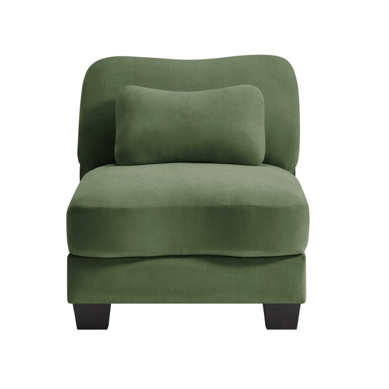 English Elm Armless Chenille Sofa with Lumbar Pillow for Compact Living Room Seating W714P499781