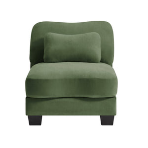 English Elm Armless Chenille Sofa with Lumbar Pillow for Compact Living Room Seating W714P499781