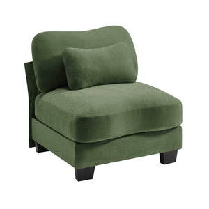 English Elm Armless Chenille Sofa with Lumbar Pillow for Compact Living Room Seating W714P499781