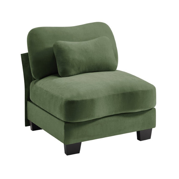 English Elm Armless Chenille Sofa with Lumbar Pillow for Compact Living Room Seating W714P499781