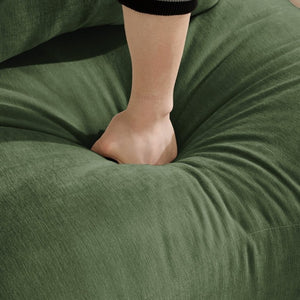 English Elm Ottoman Chenille Upholstered Footrest with Lumbar Pillow for Living Room Seating Green W714P499782