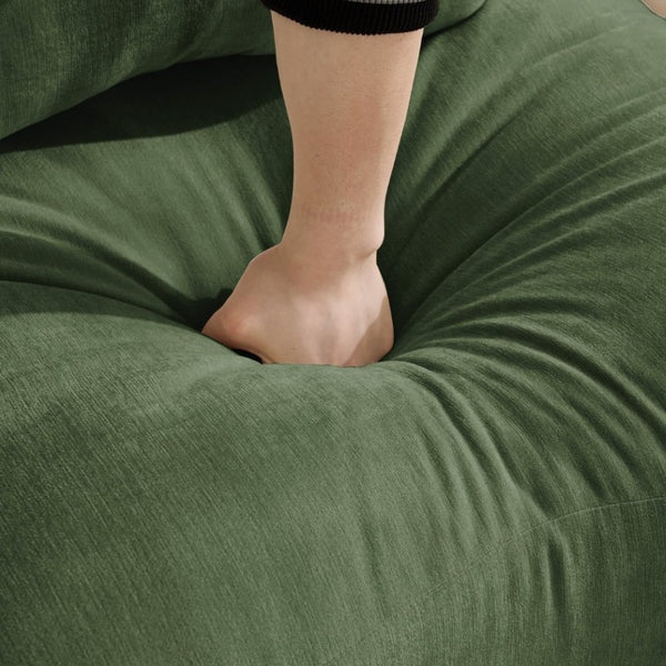 English Elm Ottoman Chenille Upholstered Footrest with Lumbar Pillow for Living Room Seating Green W714P499782