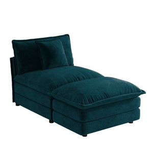 English Elm Allure Modular Chenille Sectional Unit with Ottoman Solid Wood Frame Living Room Seating Blue W714P501015