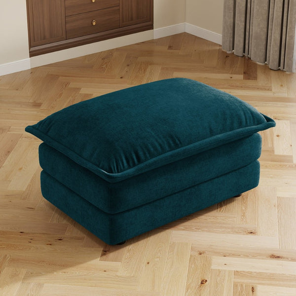 English Elm Allure Modular Sectional Sofa Chenille Upholstered with Ottoman Living Room Blue W714P501021