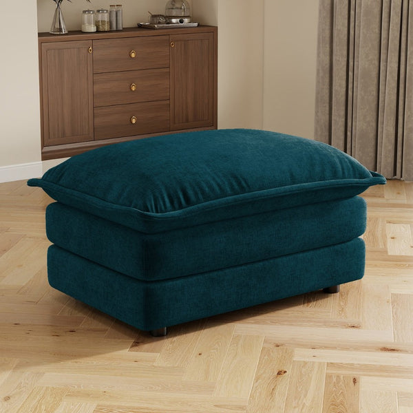English Elm Allure Modular Sectional Sofa Chenille Upholstered with Ottoman Living Room Blue W714P501021