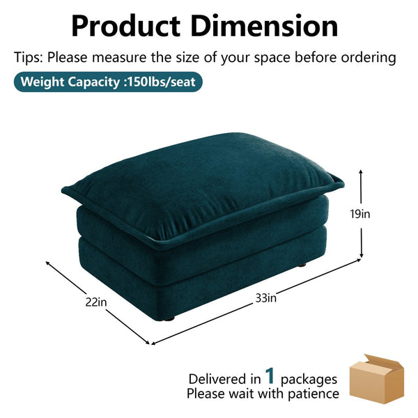 English Elm Allure Modular Sectional Sofa Chenille Upholstered with Ottoman Living Room Blue W714P501021